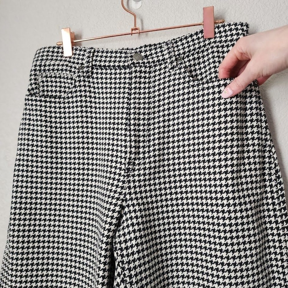 POLO RALPH LAUREN Houndstooth Pants Wide Leg Black White 28 - Picture 11 of 11
